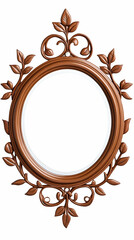 Oval ornate frame, isolated on white, design element, for photo or artwork