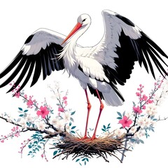 Wall Mural - 황새, 애니메이션 아트, jpeg (Stork, animation art, jpeg)