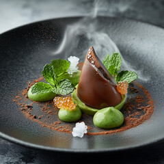 Wall Mural - Gourmet Chocola Dessert with Mint and Avocado Cream