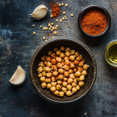 Wall Mural - Rustic Chickpeas with Paprika and Fresh Herbs