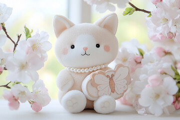 Poster -  cat plush with butterfly gift box