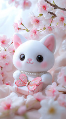 Poster -  cat plush with butterfly gift box