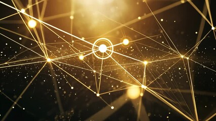 Wall Mural - golden network of connections background for technology projects