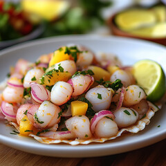 Wall Mural - a plate of peruvian ceviche