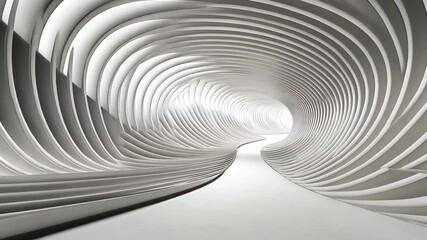 Wall Mural - abstract curvy white tunnel, light source, motion, perspective, virtual design, architecture