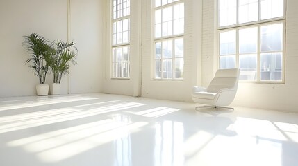 Wall Mural - White Room Modern Chair Plants Sunlight