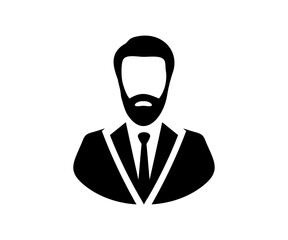 Wall Mural - Businessman silhouette symbol. Minimalist icon of a professional man in suit representing a businessman. Business Leader. Profile picture, portrait. User member, People icon in flat style vector.