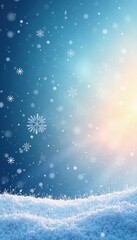 Wall Mural - Soft, gradient sky with falling snowflakes; abstract winter scene , background, winter wonderland, season