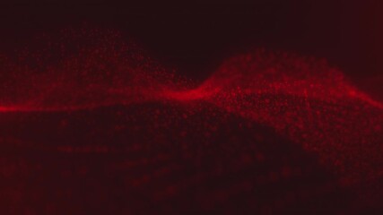 Wall Mural - Intense Red Particle Wave Animation on a Dark Background