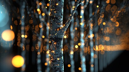 The concept of digital and futuristic computing is symbolized by a circuit pattern, embodying advanced technology and cybernetic networking