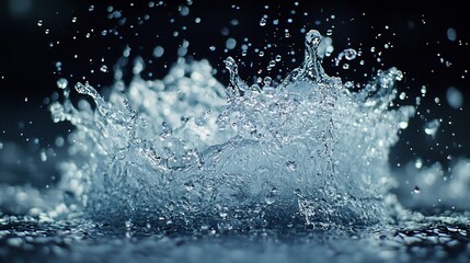 Poster - Water splash impact, dark background, studio shot, advertising