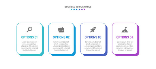 Wall Mural - Horizontal progress bar featuring 4 arrow-shaped elements, symbolizing the four stages of business strategy and progression. Clean timeline infographic design template. Vector for presentation