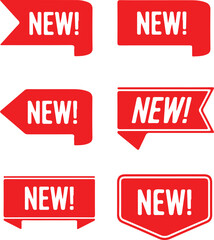 Wall Mural - pixel perfect red icon set of a new sale tag sticker, button, stamp, coupon, ribbon, mark, label. is