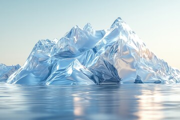 Fototapete - A breathtaking, serene image of a majestic ice mountain range reflecting in calm, clear waters.