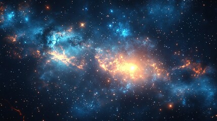 Wall Mural - celestial explosion of stars and nebulae outer space digital art cosmic landscape wide angle galacti