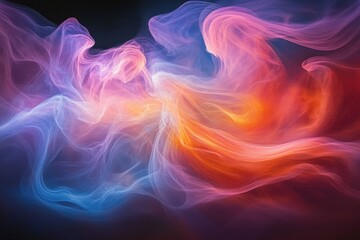 Wall Mural - Abstract art depicting swirling, vibrant colors of blue, pink, and orange, creating a mesmerizing ethereal effect.