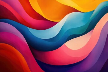 Leinwandbilder - Abstract artwork showcasing vibrant, flowing waves of multicolored hues.