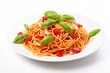 © memus - Tomato and basil spaghetti on white background