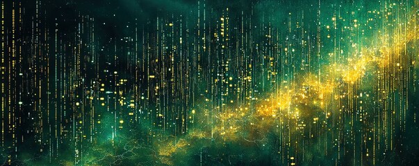Wall Mural - illuminated cosmic stream of particles abstract space digital art galactic environment wide-angle vi