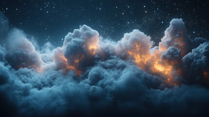 Wall Mural - stunning night sky clouds illuminated by stars cosmic landscape digital art serene viewpoint abstrac