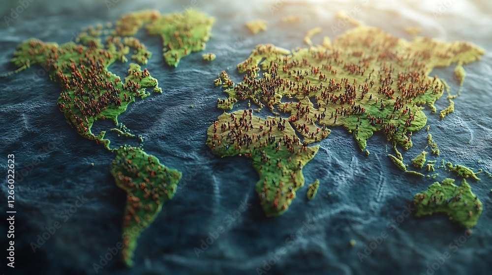 Global Population Density with People Spread Across 3D World Map Photo ...