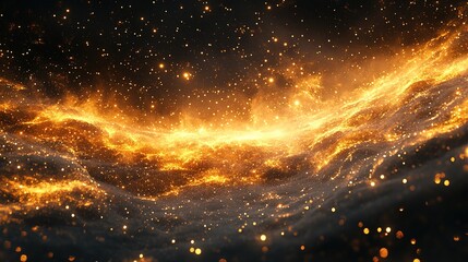 Wall Mural - celestial event golden galaxy in space abstract art cosmic environment wide viewpoint stellar concep