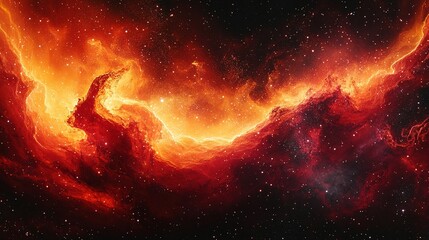 Wall Mural - cosmic explosion of colors outer space digital art nebulae wide angle stellar beauty