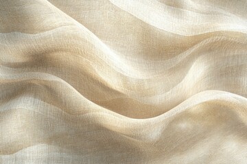Aufkleber - Draped beige linen fabric, soft, light, and textured, showcasing its delicate weave and gentle folds.