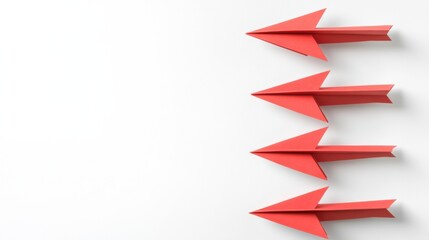 Fototapete - Red paper planes symbolize innovative business strategy for success in modern enterprise. Generative AI