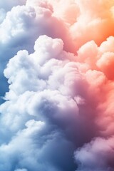 Wall Mural - soft, dreamy abstract background featuring fluffy clouds in gradient shades of blue, white, and oran