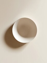 Fototapete - Simple round object casting a soft shadow on a neutral wall in minimalist interior design. Generative AI