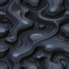 Wall Mural - Abstract Dark Grey Swirls: A Seamless Pattern of Liquid-Like Forms