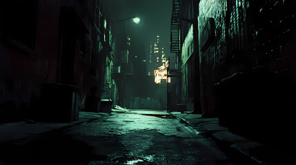 Wall Mural - dark scary city district night