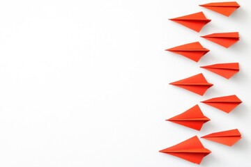 Fototapete - Red paper planes illustrating business strategy concepts for success and innovation in a modern workspace. Generative AI