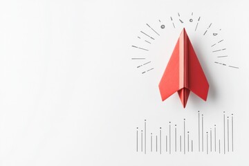 Wall Mural - Red paper plane symbolizes business strategy and innovation for success in a dynamic environment. Generative AI