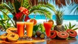 © Ernando - Colorful tropical fruit juices and fruits are displayed beautifully