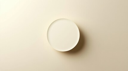 Fototapete - Minimalistic round plate on a smooth neutral background for dining or display purposes. Generative AI