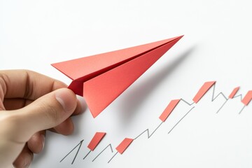 Leinwandbilder - Red paper plane symbolizes business strategy and innovation for achieving success in corporate environments. Generative AI