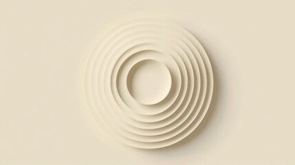 Fototapete - Artistic design featuring concentric circles in soft beige tones against a neutral background with a subtle texture. Generative AI