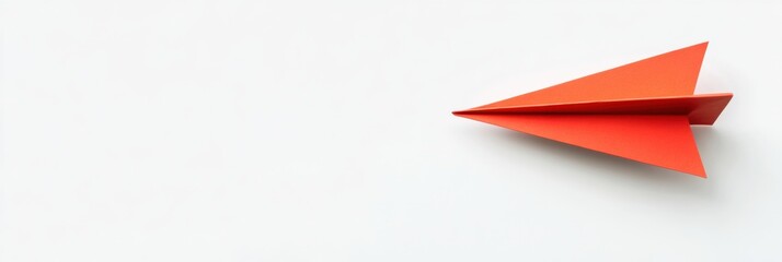 Fototapete - Creative red paper plane symbolizes business strategy for innovation and success on white background. Generative AI