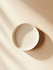 Aufkleber - Ceramic dish casting soft shadows on a neutral background in warm afternoon light. Generative AI