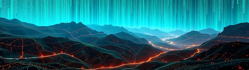 binary code rain, digital, futuristic, matrix, 3d