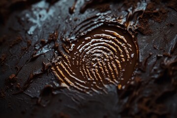 Wall Mural - Circular grooves in chocolate creation reveal delicious swirled textures