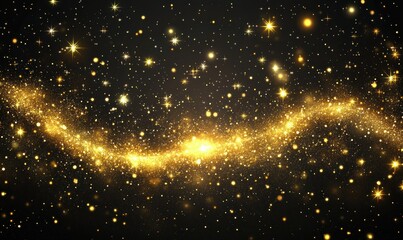 Wall Mural - an ultra-realistic golden dust background featuring sparkling gold texture and glitter particles.