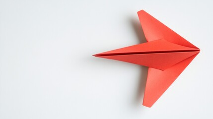Fototapete - Red paper plane symbolizing business strategy and innovation on a white background highlighting success and creative solutions. Generative AI