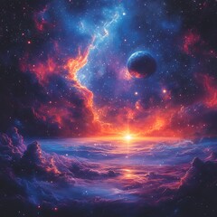 Poster - Cosmic galaxy space nebula high resolution hd background