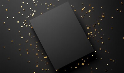Wall Mural - blank mockup of a celebratory retirement party invitation with a bold typography and gold confetti d