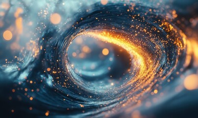 Wall Mural - abstract vibrant wave of glowing lines and particles, futuristic design with soft reflections, brigh