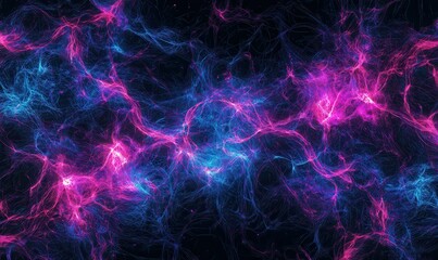 Wall Mural - dynamic streaks of neon light in purple, blue, and pink tones, creating a futuristic and energetic v