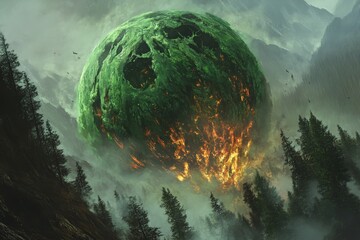 Wall Mural - A view of green poison seeping out from the ground